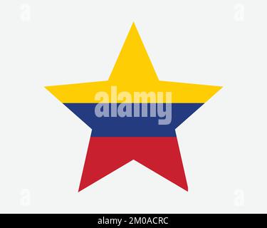 Kolumbien-Sternflagge. Kolumbianische Sternform. Symbol für länderspezifisches Banner Symbol Vektor 2D flache Druckvorlagen Grafik Stock Vektor