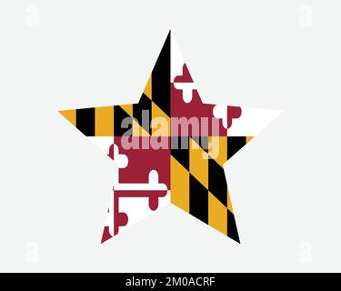 Maryland-Sternenflagge. MD USA fünf-Punkt-Sternform, Staatsflagge. Marylander US-Bannersymbol Vektorgrafik für flache Grafiken Stock Vektor