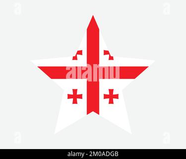 Die Sternenflagge Von Georgia. Georgianische Sternenflagge. Symbol Für Nationales Banner Symbol Vektor Flache Druckvorlagen Grafik Stock Vektor
