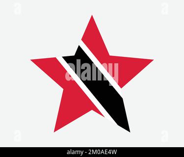 Trinidad und Tobago Star Flag. Trinidadianische und tobagonische Sternenflagge. Symbol Für Nationales Banner Symbol Vektor Flache Druckvorlagen Grafik Illustratio Stock Vektor