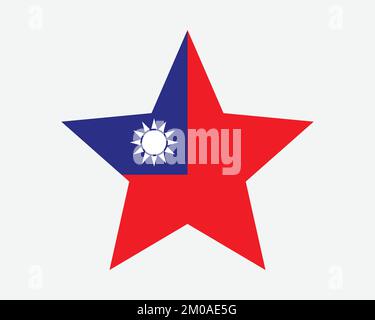Taiwan-Sternenflagge. Taiwanesische Sternenflagge. Republik China ROC Country National Banner Symbol Vector Flat Artwork Grafik Stock Vektor