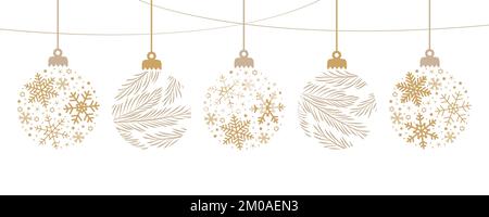 frohe weihnachtskarte mit hängender Kugel-Dekoration Stock Vektor