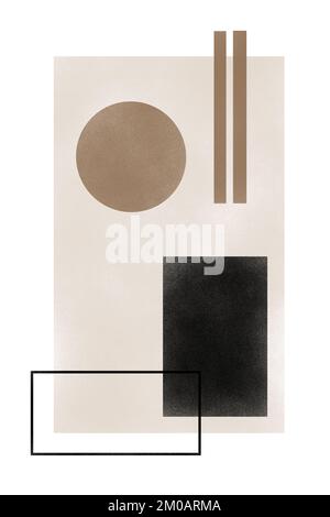 Abstraktes Geometrisches Grunge-Muster. Schwarz und Beige Geometrische, moderne minimalistische Linien. Drucke An Den Wänden. Einfache Linienart. Abstrakte Wandschmuck. Stockfoto