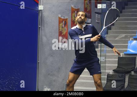 World No 3 Mohamed Elshorbagy, ebenfalls der Champion der Verteidigung, wird am Dienstag bei den Hong Kong Squash Open in Aktion sein. 26NOV22 Foto: Shirley Chui Stockfoto