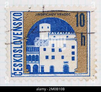 Foto einer Briefmarke aus der Tschechoslowakei Jindřichův Hradec Czechoslovak Cities Serie 1968 Stockfoto