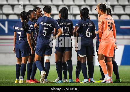 PSG-Team während des Fußballspiels der UEFA Women's Champions League, Gruppe A zwischen Paris Saint-Germain und Chelsea am 20. Oktober 2022 im Jean-Bouin-Stadion in Paris, Frankreich – Photo Matthieu Mirville/DPPI Stockfoto