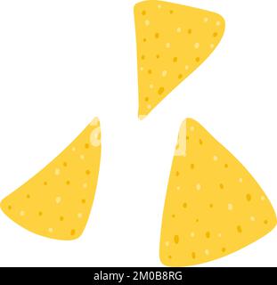 Tortilla-Chips im flachen Cartoon-Stil. Handgezeichnete Vektordarstellung von Nachos Tortillas, mexikanisches Essen. Stock Vektor