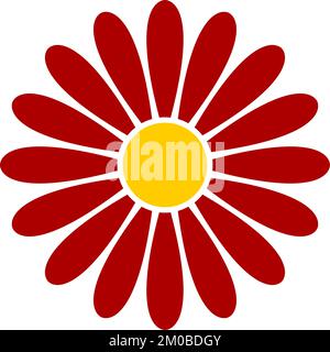 Symbol für isolierte rote Gänseblümchen- oder Kamillenblume. Vektorbild. Stock Vektor
