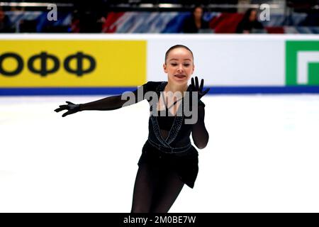 Sankt Petersburg, Russland. 04.. Dezember 2022. Sofia Titova tritt während der russischen Eiskunstlauf-Meisterschaft 2022 im Yubileyny Sports Palace auf. (Foto: Maksim Konstantinov/SOPA Images/Sipa USA) Guthaben: SIPA USA/Alamy Live News Stockfoto