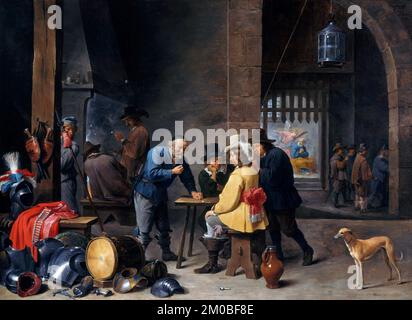 Garderobe mit der Lieferung des Heiligen Petrus von David Teniers dem Jüngeren (1610-1690), Öl auf Holzplatte, c. 1645-7 Stockfoto