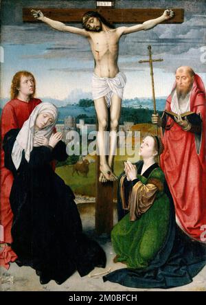 Die Kreuzigung von Gerard David (1460-1523), Öl auf Holz, c. 1495 Stockfoto