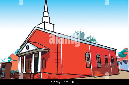 Grafische Kunst Dexter Avenue Baptist Church befindet sich in der Nähe der Hauptstadt des Bundesstaates Alabama, wo Bürgerrechtsaktivisten Martin Luther King und Ralph Abernathy predigten Stockfoto