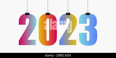 Frohes neues Jahr 2023. Bunte Zahlen. Stock Vektor