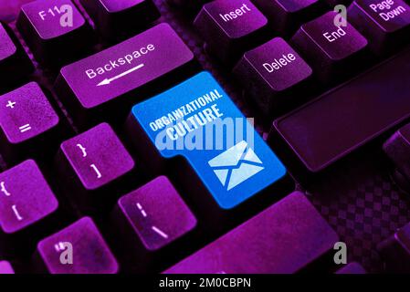 Textunterschrift zur Präsentation der Unternehmenskultur. Wort für die Untersuchung der Art und Weise, wie Menschen innerhalb von Gruppen interagieren Stockfoto