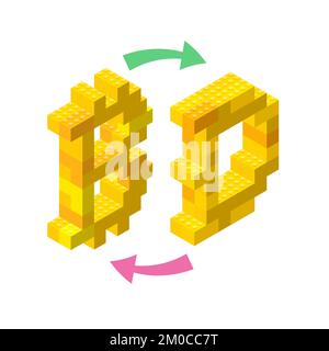 Konzept Kryptowährungsumtausch. Bitcoin und Dogecoin. Vektordarstellung Stock Vektor