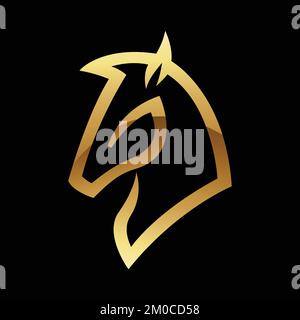 Golden Abstract Glossy Horse auf schwarzem Hintergrund Stock Vektor