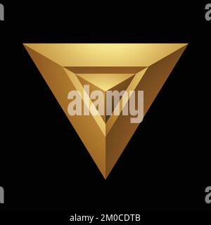 Goldene abstrakte Pyramide auf schwarzem Hintergrund Stock Vektor