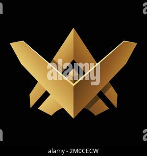 Golden Abstract Tribal Wings auf schwarzem Hintergrund Stock Vektor