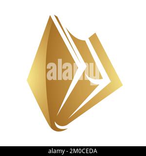 Goldenes Buchsymbol auf weißem Hintergrund Stock Vektor