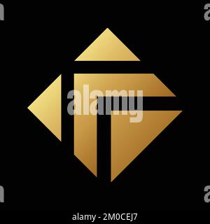 Goldener Pfeil Diamantsymbol auf schwarzem Hintergrund Stock Vektor