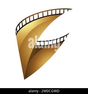 Goldener Filmstreifen auf weißem Hintergrund Stock Vektor