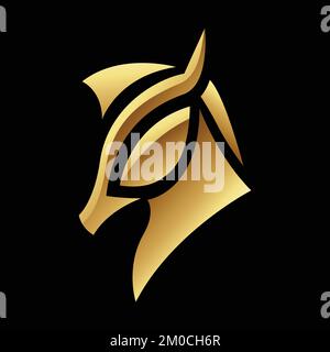 Golden Glossy Abstract Horse auf schwarzem Hintergrund Stock Vektor