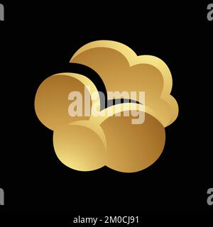 Golden Glossy Cloud auf schwarzem Hintergrund Stock Vektor