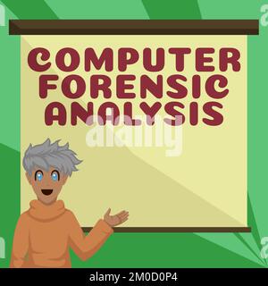 Text mit Inspiration Computer Forensic Analysis (Computerforensische Analyse). Begriff bedeutet Beweismaterial in Computern und Speichermedien Stockfoto