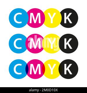 Vektor-cmyk-Symbole, Cyan, Magenta, Gelb und Schwarz, Logos für Ihre Infografiken und Geschäftsvorlagen Stock Vektor