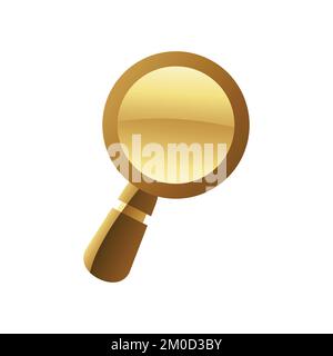 Goldene Lupe auf weißem Hintergrund Stock Vektor
