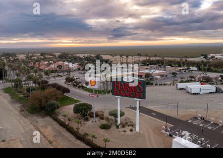 Harris Ranch Eingangsschild. Stockfoto