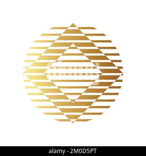 Goldgestreifter Diamantkreis auf weißem Hintergrund Stock Vektor