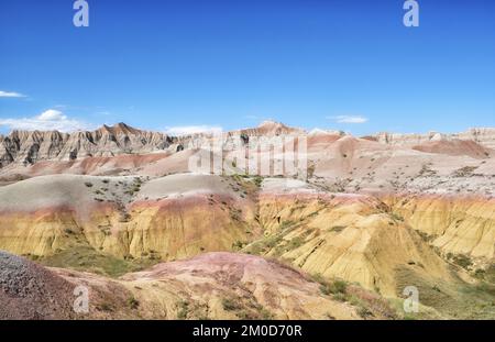 Die Yellow Mounds Gegend im Badlands-Nationalpark. Die Hügel sind ein Beispiel für einen fossilen Boden, oder Paleosol. Stockfoto