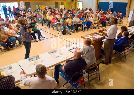 Büro der Verwaltungsrätin (Lisa P. Jackson) - Cocodrie, Louisiana und Oil Disaster Meeting in Dulac, Louisiana (BP-Ölpest) - USEPA-Foto von Eric Vance, Environmental Protection Agency Stockfoto