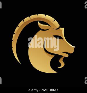 Goldenes Zodiac-Schild Capricorn auf schwarzem Hintergrund Stock Vektor