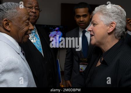 Büro des Administrators - Virginia - Administrator Gina McCarthy spricht an der Handelskammer Hampton Roads, Old Dominion University Idea Fusion und zum 100.. Jahrestag der Ministerkonferenz an der Hampton University, Environmental Protection Agency Stockfoto