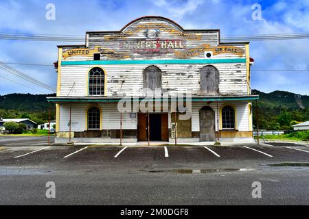 miner's Hall, Runanga, Westküste, Neuseeland. Stockfoto