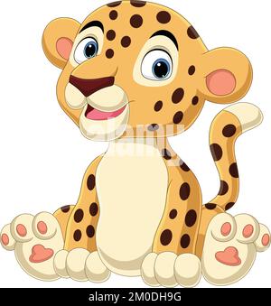 Nettes Baby Leopard Cartoon sitzen Stock Vektor