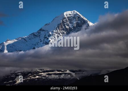 Misty Eiger Mountain, Berner Schweizer alpen, Blick von der Schynige Platte, Schweiz Stockfoto