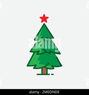 Tannensymbol. Symbol für flaches Weihnachtsbaumdesign. Design-Element für Weihnachten und Neujahr. Weihnachtsbaumschmuck. Vektordarstellung Stock Vektor