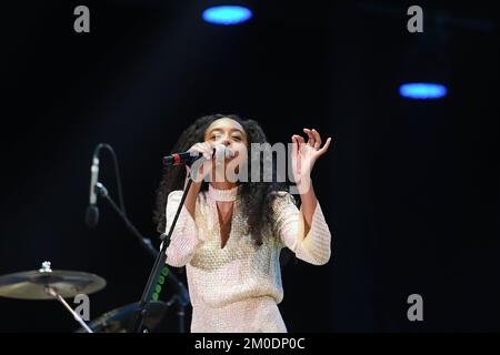 Rio de Janeiro, 8. September 2022. Sängerin Corinne Bailey Rae, während eines Konzerts in Rock in Rio, in der Stadt Rio de Janeiro. Stockfoto