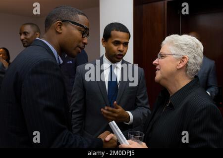 Büro des Administrators - Virginia - Administrator Gina McCarthy spricht an der Handelskammer Hampton Roads, Old Dominion University Idea Fusion und zum 100.. Jahrestag der Ministerkonferenz an der Hampton University, Environmental Protection Agency Stockfoto