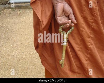 Die Holzbrücke von Bogoda wurde im 16.. Jahrhundert während der Dambadeniya-Ära erbaut. Dies soll die älteste noch existierende Holzbrücke in Sri Lanka sein. Stockfoto