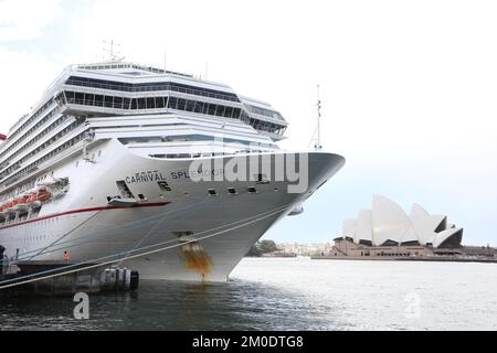 Kreuzfahrtschiff mit Karneval-Pracht am Overseas Passenger Terminal in Sydney, Australien Stockfoto