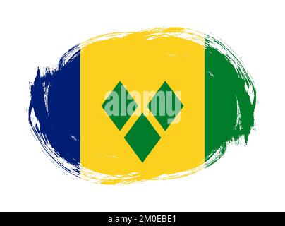 Die Flagge von St. vincent und den grenadinen im Hintergrund mit abgerundeten Pinseln Stockfoto
