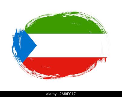 Äquatoriale Guinea-Flagge bei abgerundetem Pinselhintergrund Stockfoto