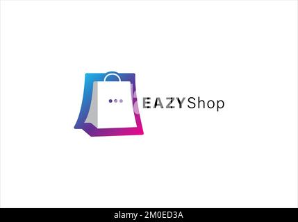 Design mit Vektorsymbolen für Einkaufslogos. Einkaufstasche-Symbol für das Business-Logo des Online-Shops. Stock Vektor