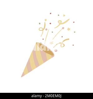 Handgezeichnete, süße, isolierte Clip-Art-Illustration eines Party-Crackers Stock Vektor