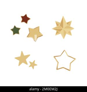 Handgezeichnete, süße, isolierte Clip-Art-Illustration von Weihnachtssternen Stock Vektor