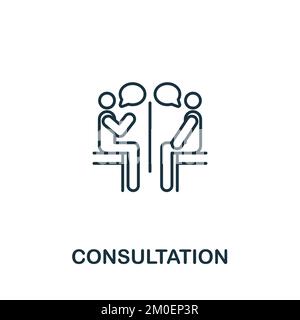 Beratungsgespräch. Monochromes, einfaches Kundenbeziehungssymbol für Vorlagen, Webdesign und Infografiken Stock Vektor
